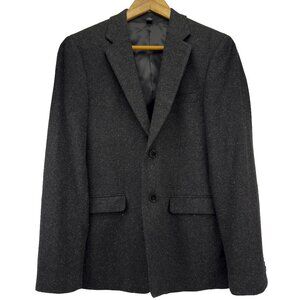Frank And Oak Wool-Blend Donegal Tweed Slim Two-Button Charcoal Blazer 36S